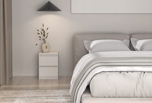 MALWA M2 Bedside Table 2 Drawers Beige