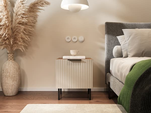 Cama Almera Bedside Cabinet 2 pcs Walnut/Cashmere 50x42x44