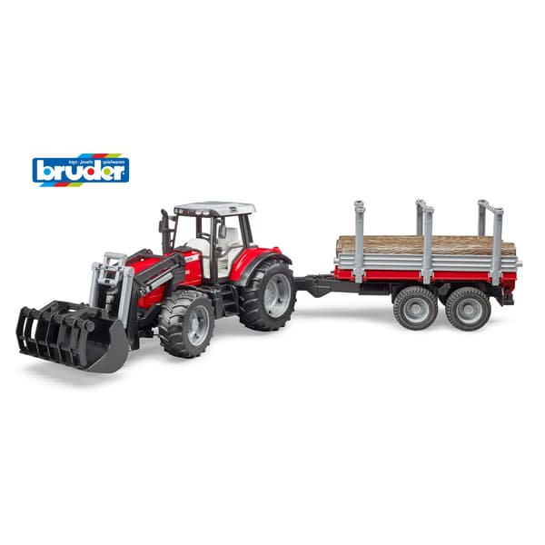 Bruder Massey Ferguson 7480 Tractor + Front Loader + Trailer 02046