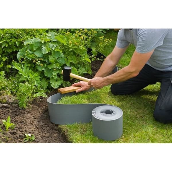 NATURE Grey Polyethylene Garden Edging - 7.5 cm high x 10 m long