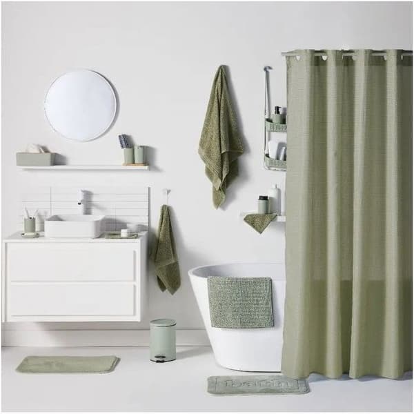 TODAY Shower Set - Basket, Mat, Curtain - Green