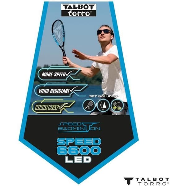 SCHILDKRÖT Speed Badminton Set - SPEED 6600 LED - 2 Rackets - 5 Shuttlecocks