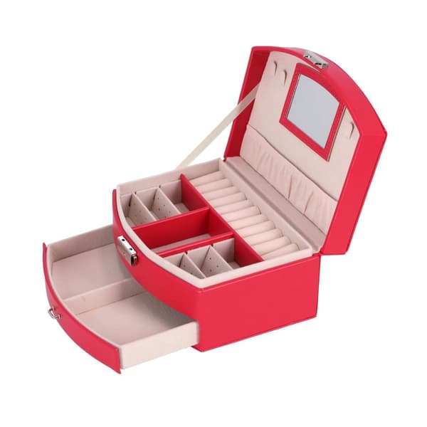 Pink Deluxe Jewelry Box with Mirror and Storage Compartments