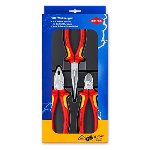 KNIPEX Electrical Kit 3-piece Combination, Flat-nose Pliers + Side Cutters (00 20 12)