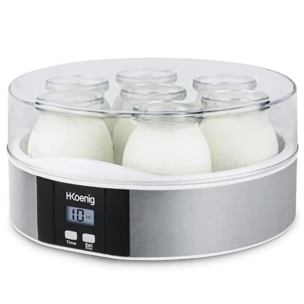 HKoeNIG Yogurt Maker - ELY70 - 7 x 160 ml Jars - Programmable 15 Hours - 15W