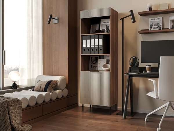 Cama Bookcase 60x42x185 Walnut/Cashmere 3 ALMERA