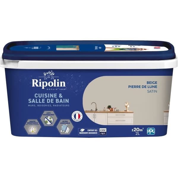 RIPOLIN Kitchen and Bathroom Paint, Moonstone Beige, 2 L
