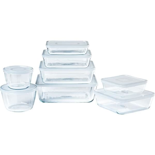 Pyrex Cook & Freeze Set of 8 Glass Storage Containers - Rectangular - Freezer Lids