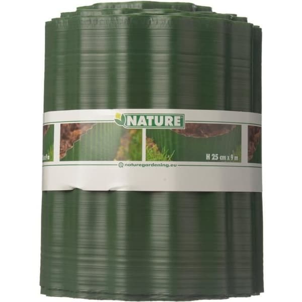 NATURE Green Polyethylene Lawn Edging - 25 cm high x 9 m long