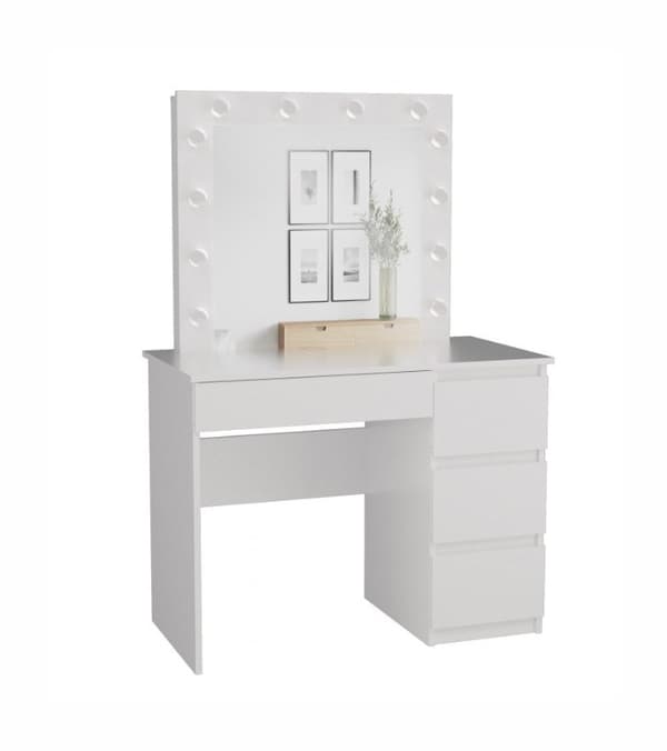 MIJAS Dressing Table Set Right-Handed White + MARINA Mirror
