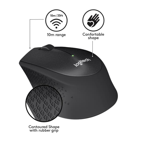 LOGITECH M330 SILENT PLUS Mouse Black with 90% Noise Reduction