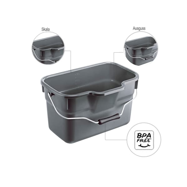 Rotho Basic Rectangular Bucket 12 L Anthracite