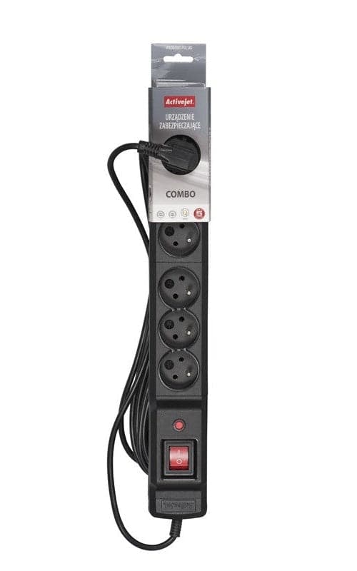 Activejet COMBO 6GN Power Strip 3 M Black with Cord