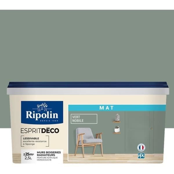 RIPOLIN Interior Wall Paint - Matte Noble Green - 2.5 L