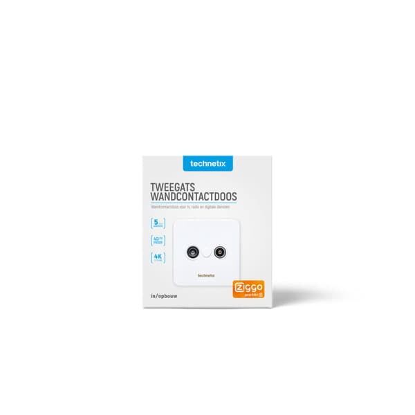 Technetix TN-TRAS2000-S Radio/TV Wall Socket Coax 2 Outputs White