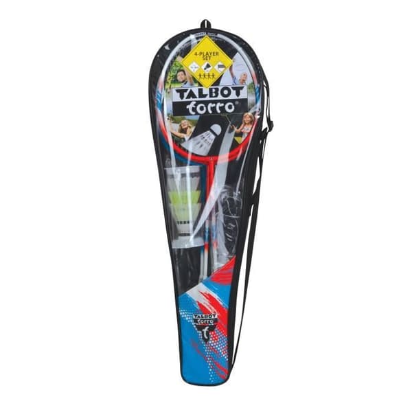 TALBOT TORRO Badminton Set - 4 Fighter - 4 Rackets - 3 Synthetic Shuttlecocks