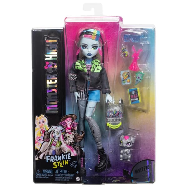 Monster High → Frankie Stein Doll → Denim Patchwork Outfit → Ages 4+