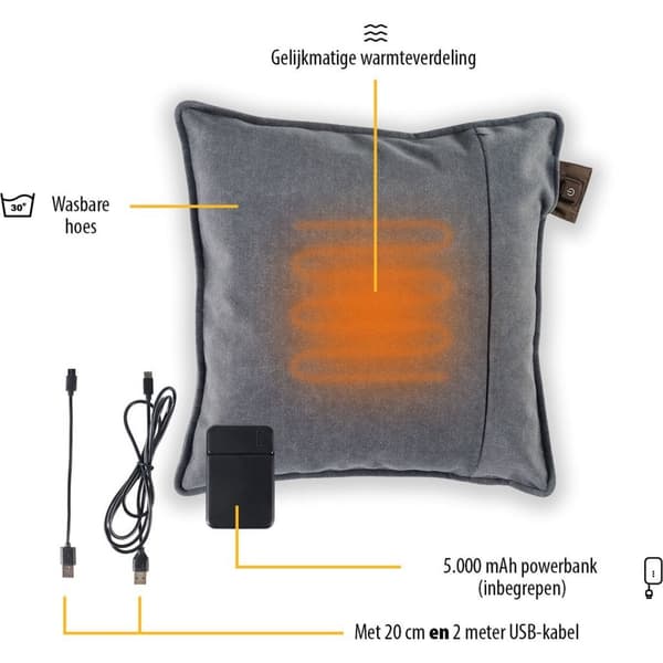 Tristar BW-4792 Heating Pad 45x45 cm with Power Bank Grey