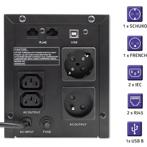Qoltec Monolith UPS 2000VA 1200W Uninterruptible Power Supply