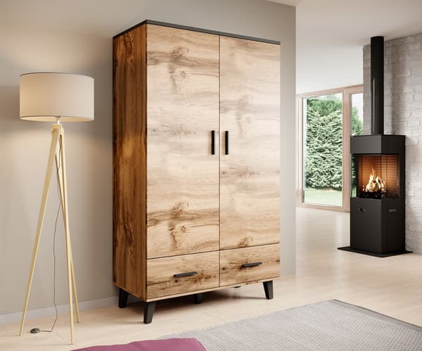 Cama LOTTA Wardrobe 2D2D Wotan Oak + Matt Black