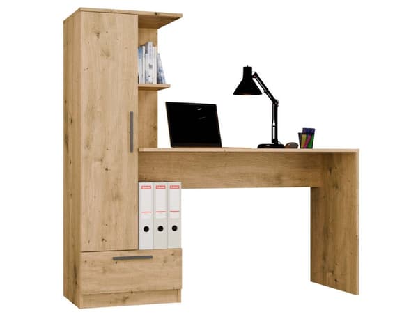 COSMO Oak Artisan Desk + Bookcase Set
