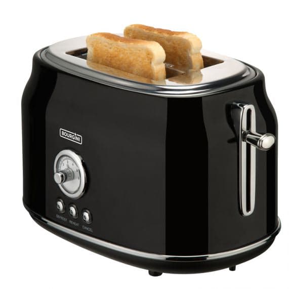 Bourgini Retro Toaster Black, 2 Slices, 815W