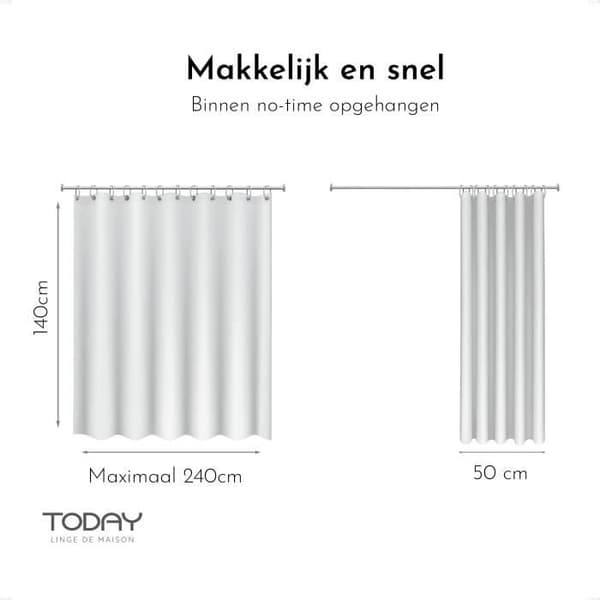 TODAY Eyelet Curtain - 140x240cm - Polyester - Chalk