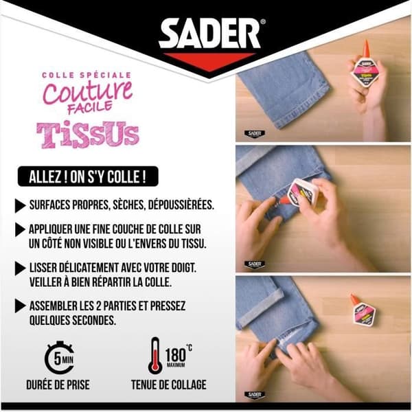 SADER Fabric Glue - Wash-resistant - 40 ml Bottle