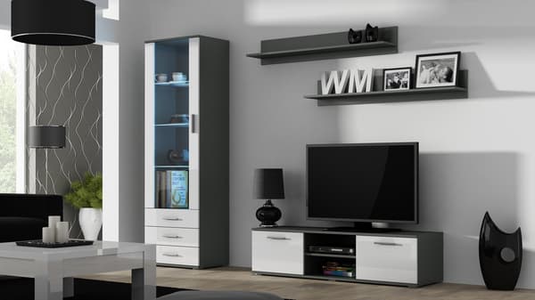 Cama Display Cabinet SOHO S1 Grey/White Gloss