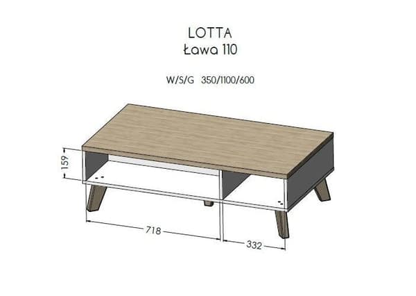 Cama LOTTA 110 Coffee Table Wotan Oak/Mat Black