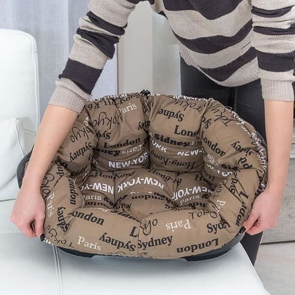 FERPLAST Patterned Cushion Basket - Size S - 52 x 39 x 21 cm - Black