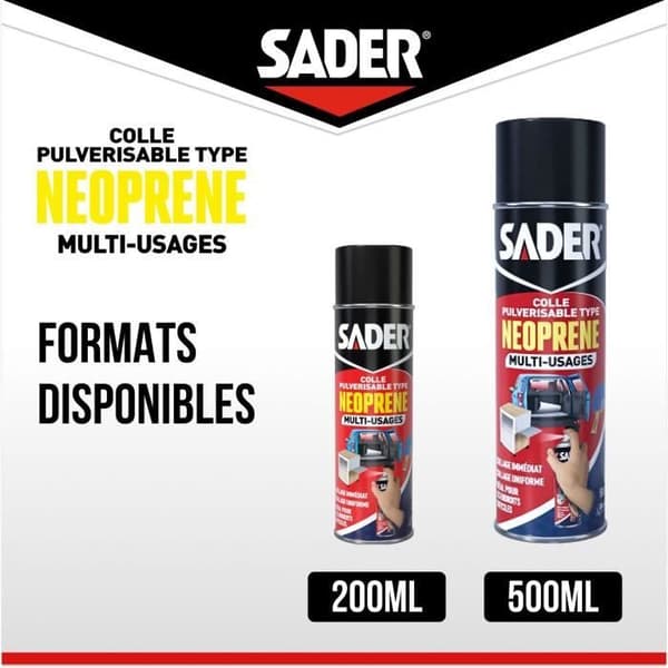 SADER Multi-Purpose Neoprene Spray Adhesive - Extra Strong - All Materials - Instant Bond - 500 ml Can