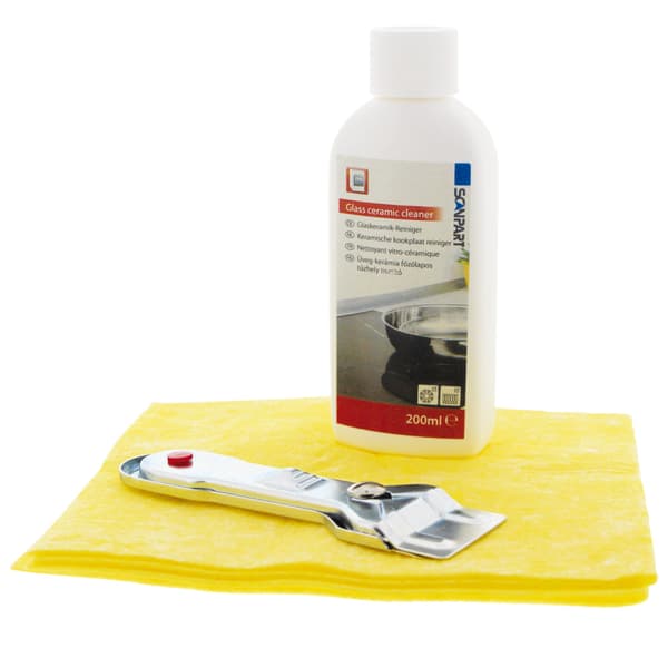 Scanpart Ceramic Hob Maintenance Set - Includes Scraper and Cleaning Cloth - 200 ml