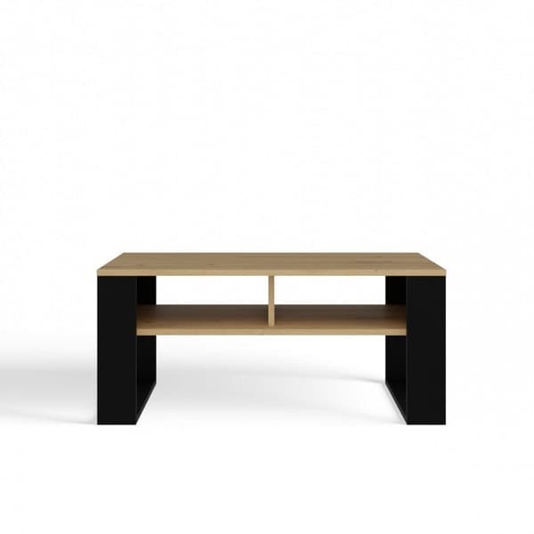 MODERN 2P Slim Coffee Table Artisan Oak/Black with Black Legs - Model: MODERN 2P SLIM