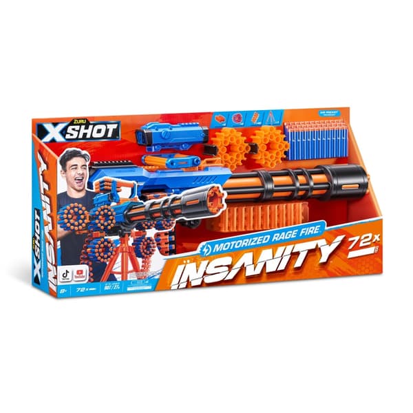 Zuru X-Shot Insanity Motorized Rage Fire Blaster with 72 Darts - Suitable for Ages 8+