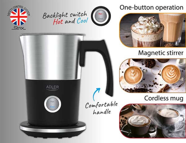 Adler Milk Frother/Warmer AD 4497 Automatic Black