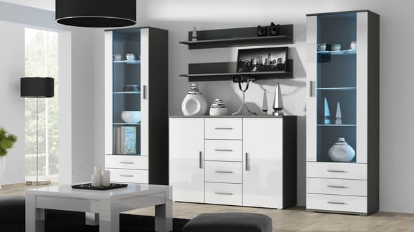 Cama Living Room Sideboard UNI Grey/White Gloss