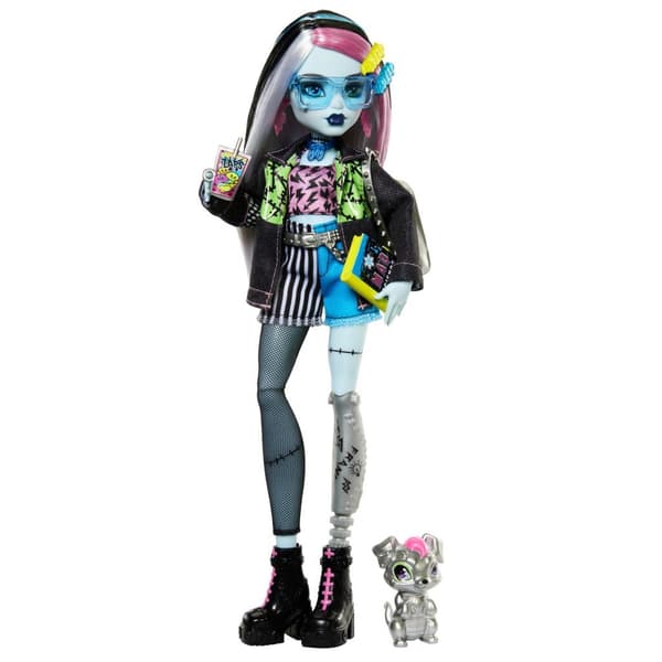 Monster High → Frankie Stein Doll → Denim Patchwork Outfit → Ages 4+