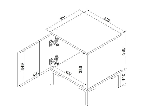 Cama Bedside Table 2 pcs. MERCI 44x40x52.5 Black/Oak Artisan 2pc