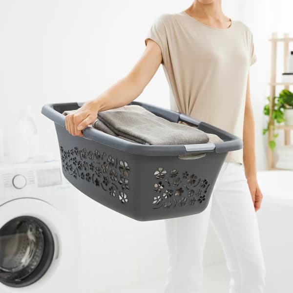 Rotho Flowers Laundry Basket 50 L Anthracite