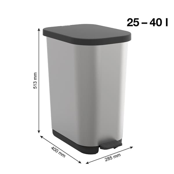 redHO Ribo Silver Pedal Bin 35 L