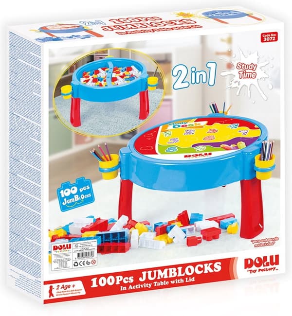 Dolu Activity Table with 100 Blocks for Children 42.5 cm High, 98 cm Diameter