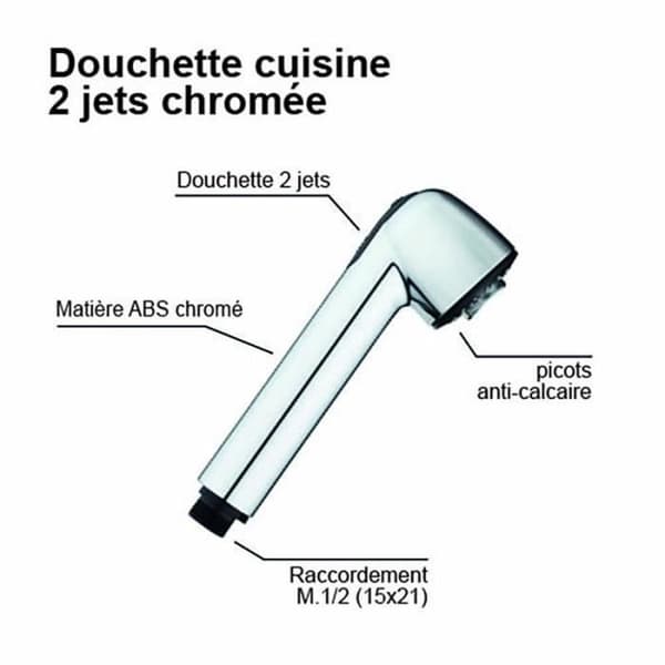 ROUSSEAU Kitchen Sink Mixer Tap - Pull-Out Spray Head - Chrome - 2 Spray Patterns
