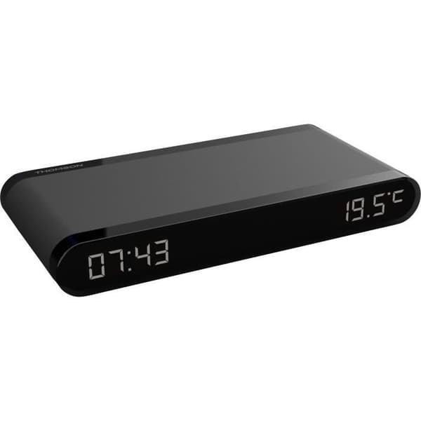 THOMSON Charging Station Alarm Clock - Black - 15W Induction, Temperature Display, USB-C Port