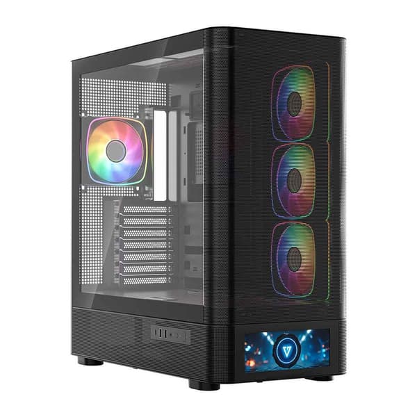 MODECOM Volcano AQ500 ARGB Midi Case Black with LCD Display