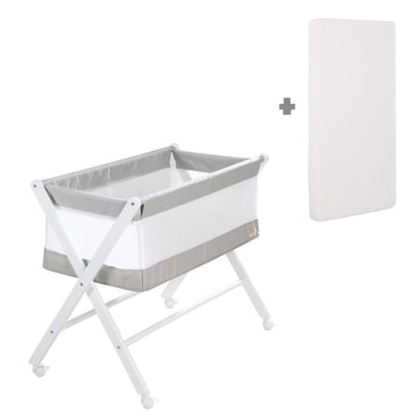 Folding Co-Sleeping Crib - ROBA - Canvas and Mesh - 90 x 45 cm - Grey/ White