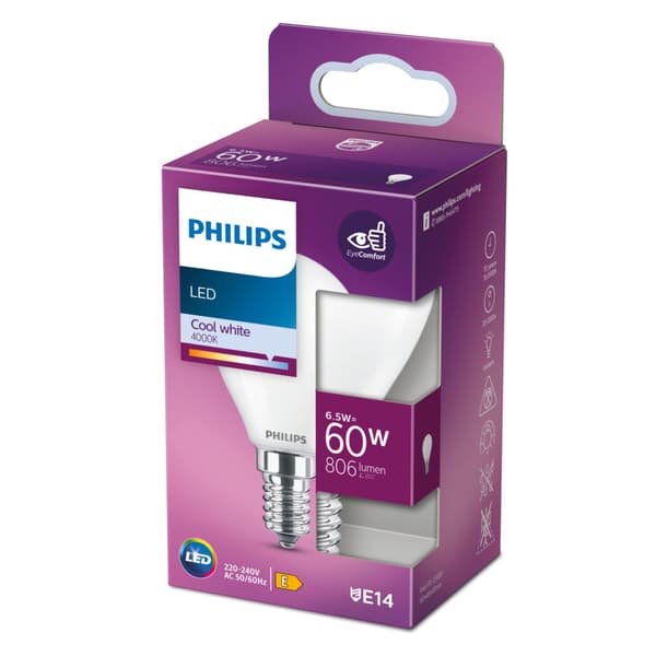 Philips LED Classic 60W E14 Cool White Bulb P45 Rfsrt4