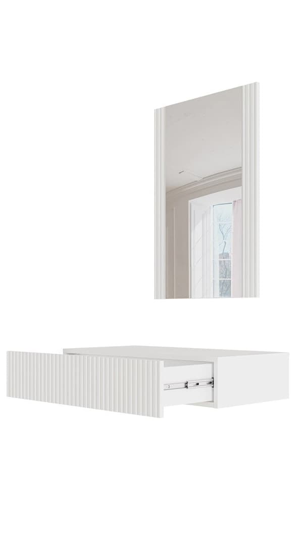 Dressing Table with Mirror PAFOS 80x41.6x100, White Matte