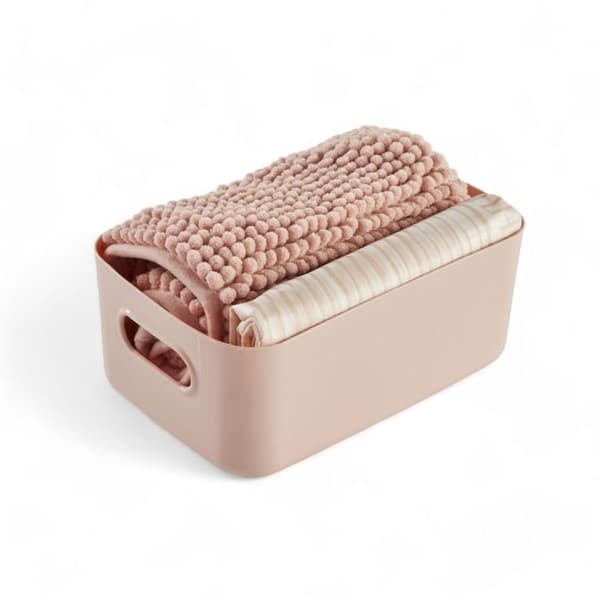 TODAY Shower Set - Basket, Mat, Curtain - Pink