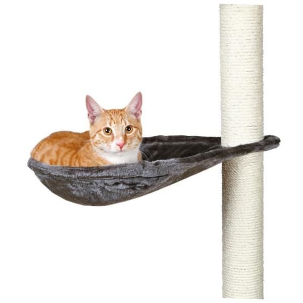 TRIXIE Hammock - XL Cat Scratching Post Hammock - Platinum Grey Plush - 40 cm Diameter